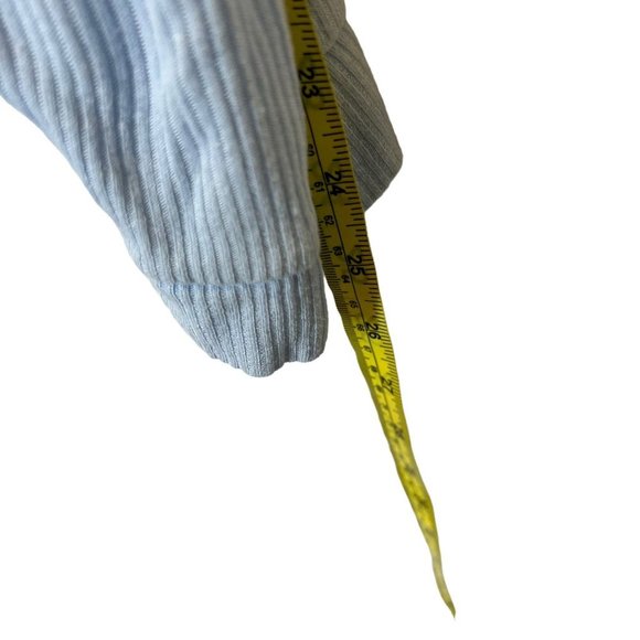 Free People Beach Blue Button Up Long Sleeve Ribbed Linen Blend Oversized Top La - Picture 6 of 7